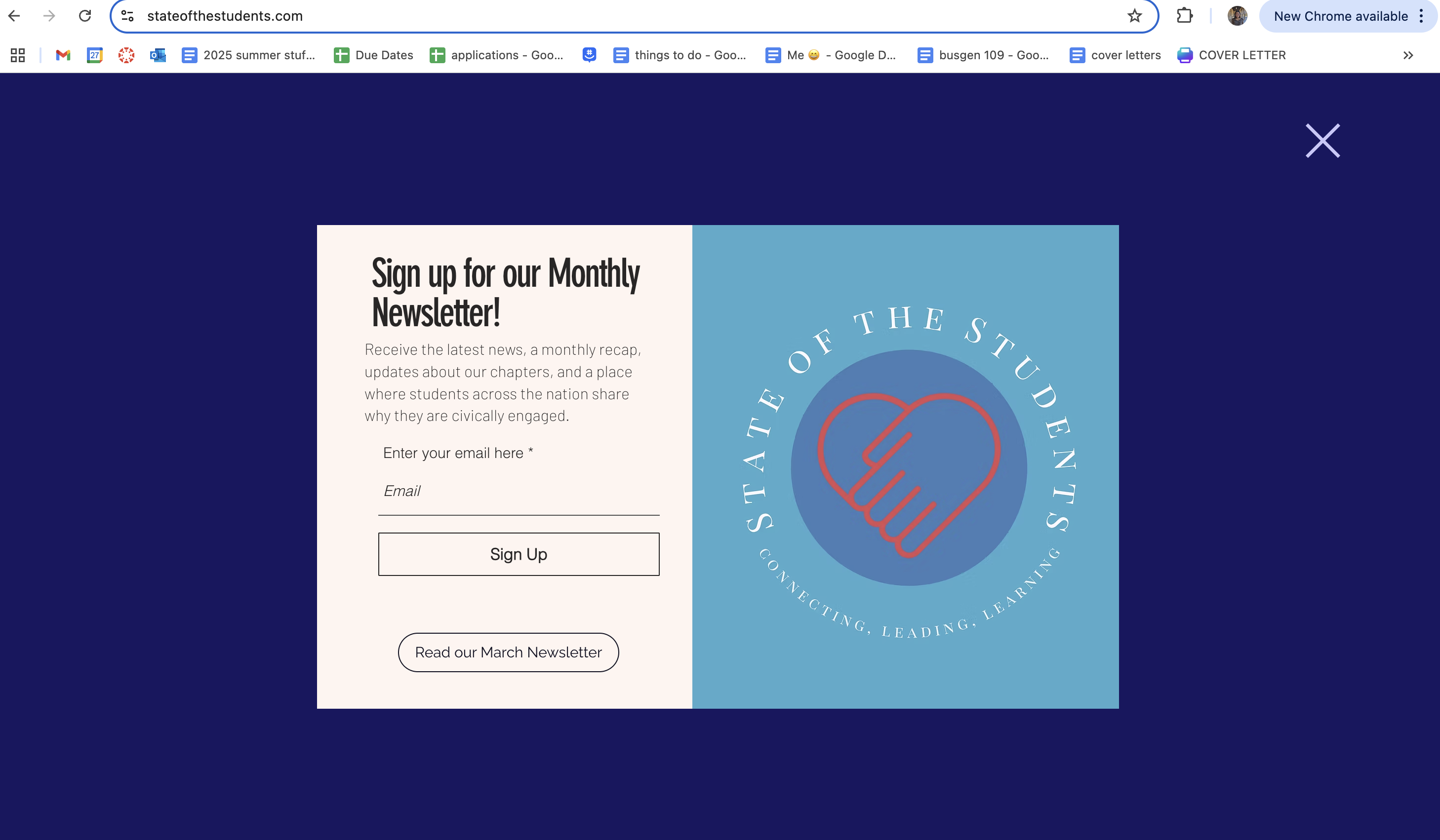 Screenshot of State of the Students website