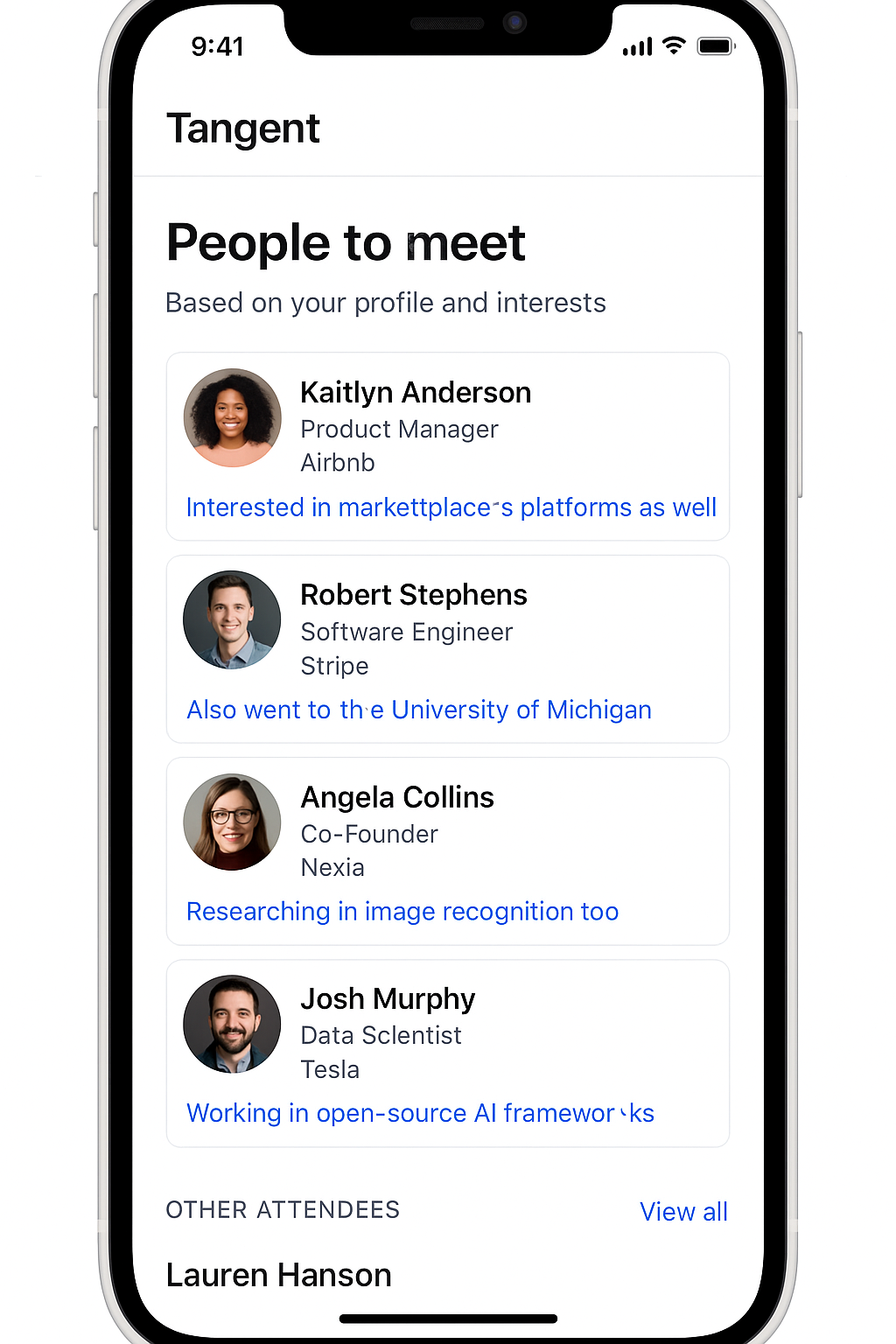 Tangent mobile demo screenshot